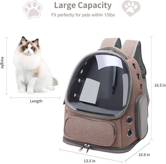 Cat Backpack Carrier for Cats and Small Dogs, Breathable Cat Bubble Backpack - Image 5