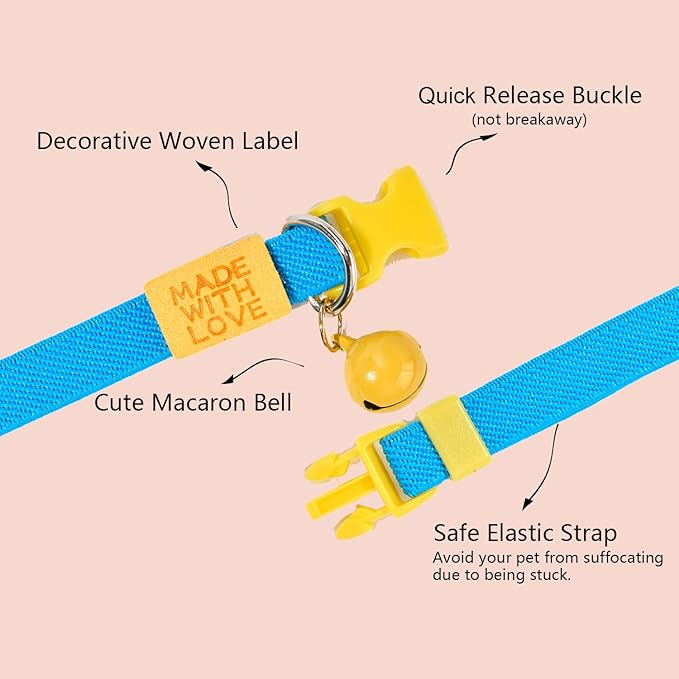 Elastic Cat Collar 2 Pack of Safety Quick Release Cat Collars - Image 2