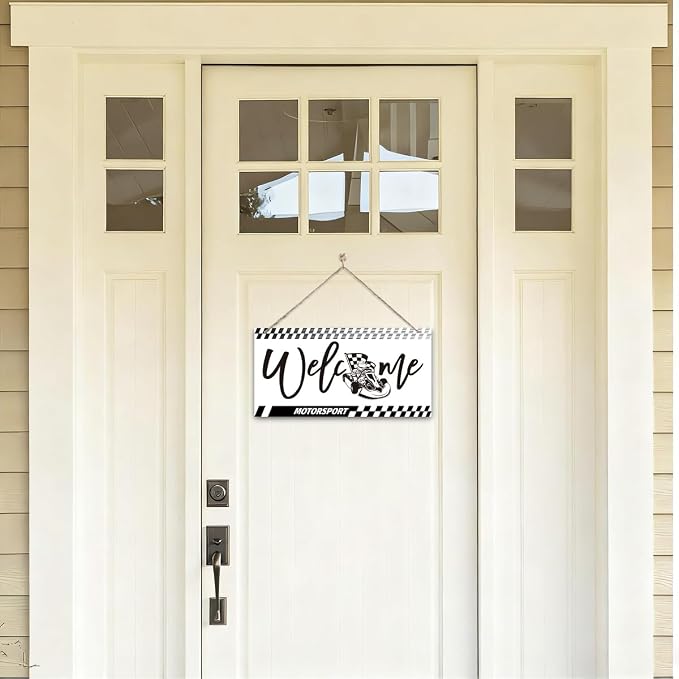 Welcome Sign for Front Door, Playroom Wall Decor, Motorsport Theme Wall Hanging - Image 4