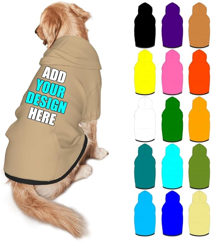 Custom Dog Hoodie Personalized Photo Text Logo Name Dog Clothes, Soft & Warm by Mynvzrk