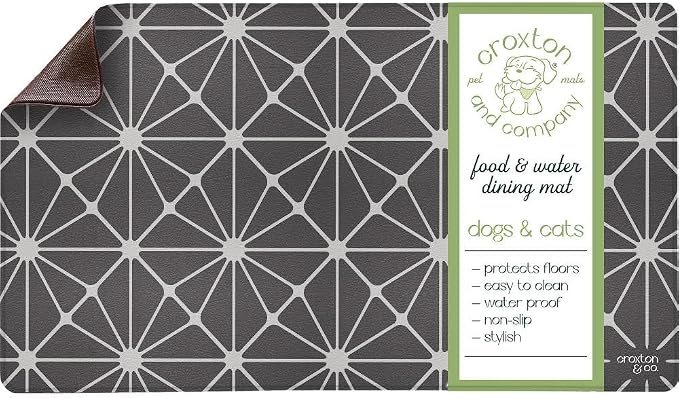 CROXTON & CO. Non-Slip Faux Leather Pet Feeding Mat by CroxtonandCompany