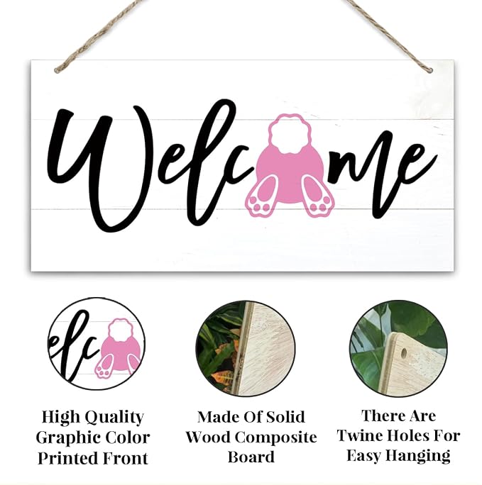 Welcome Sign for Front Door, Welcome Decor Wooden Hanging Sign for Wall Decor - Image 3