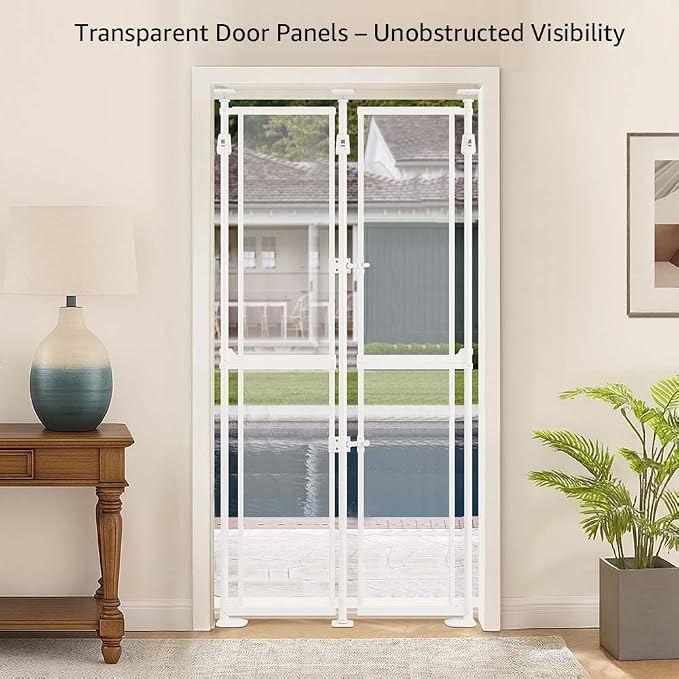 unipaws Transparent Clear Cat Safety Gate, Auto Closing and No Drilling Plus - Image 7