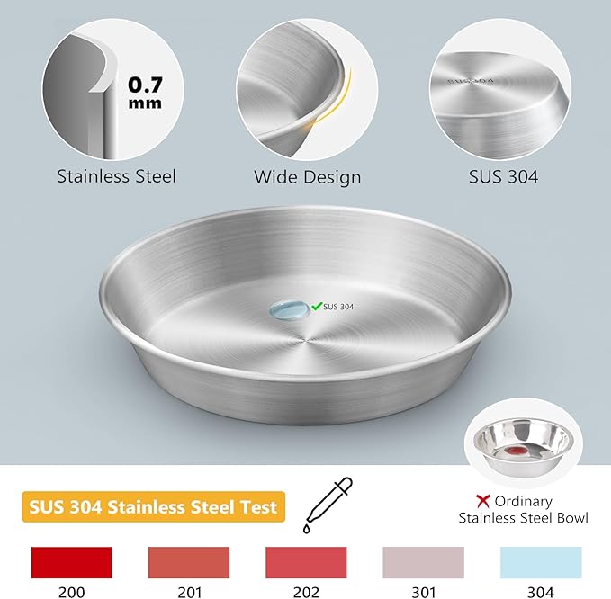 6-Pack Stainless Steel Cat Food Bowls, Shallow Whisker-Friendly Non-Slip - Image 2