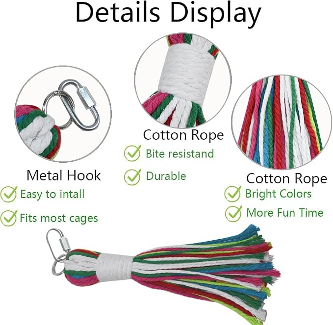 ASOCEA Pet Bird Parrot Colorful Cotton Rope Bite Chew Cage Hanging Toys - Image 4
