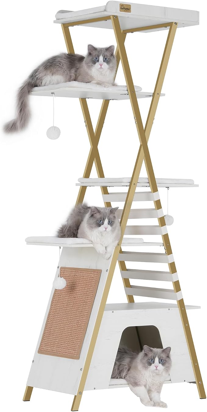 FourFurPets 72.4" Cat Tree, Modern Cat Tower by FourFurPets