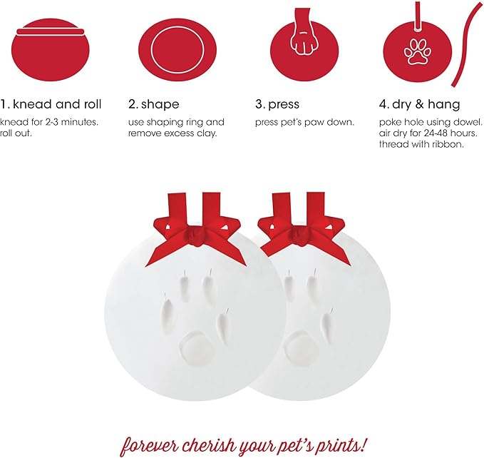 Pearhead Pawprints 2-Pack Christmas Ornament, DIY No Mess Pet Paw Print Holiday - Image 3