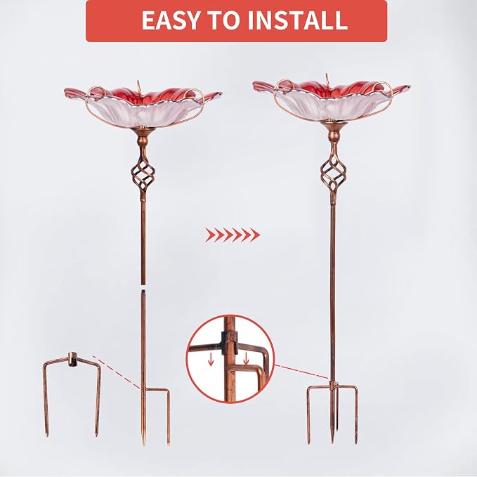 MUMTOP 31 Inch Height Glass Birdbath Birdfeeder - Image 6