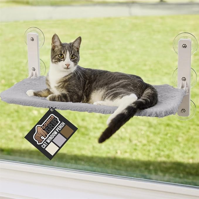 GORILLA GRIP Cat Window Perch, Foldable Cat Window Hammock Bed by GorillaGrip