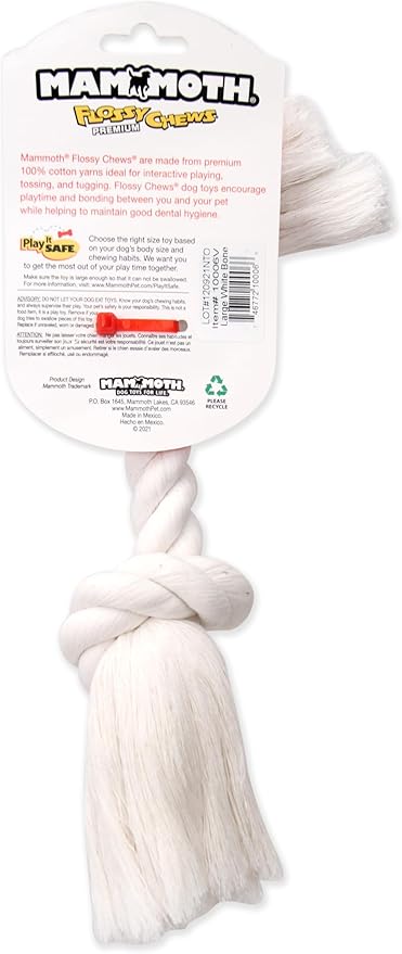 Mammoth Pet Products Dog, Flossy Chews 100-Percent Cotton White Rope Bone - Image 4