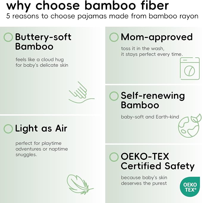 pureborn Baby Infant Boys Girls Sleeper Snug Fit Viscose from Bamboo Pajamas - Image 5