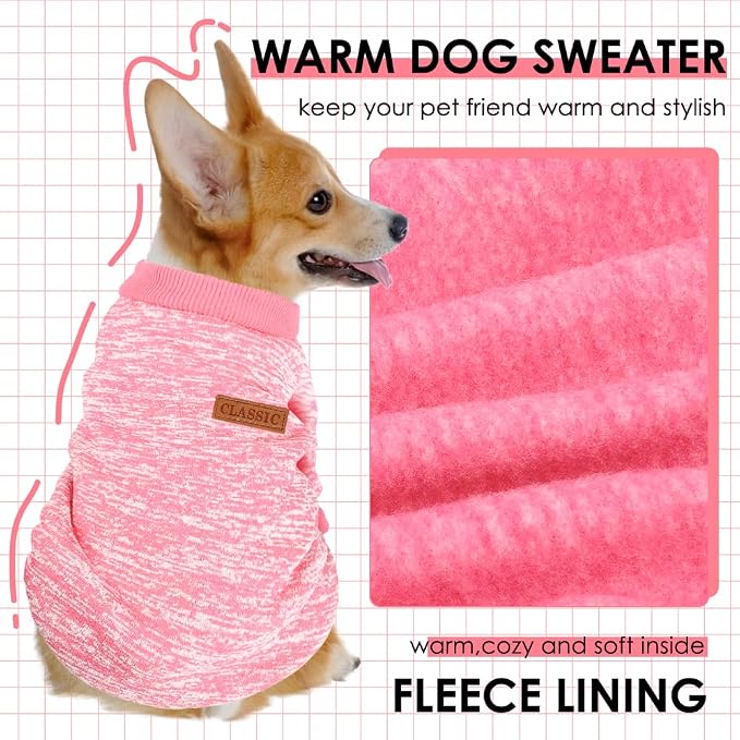 3 Pack Dog Sweaters for Small Dogs Girl Boy Winter Fleece Clothes Warm Soft Dog - Image 2
