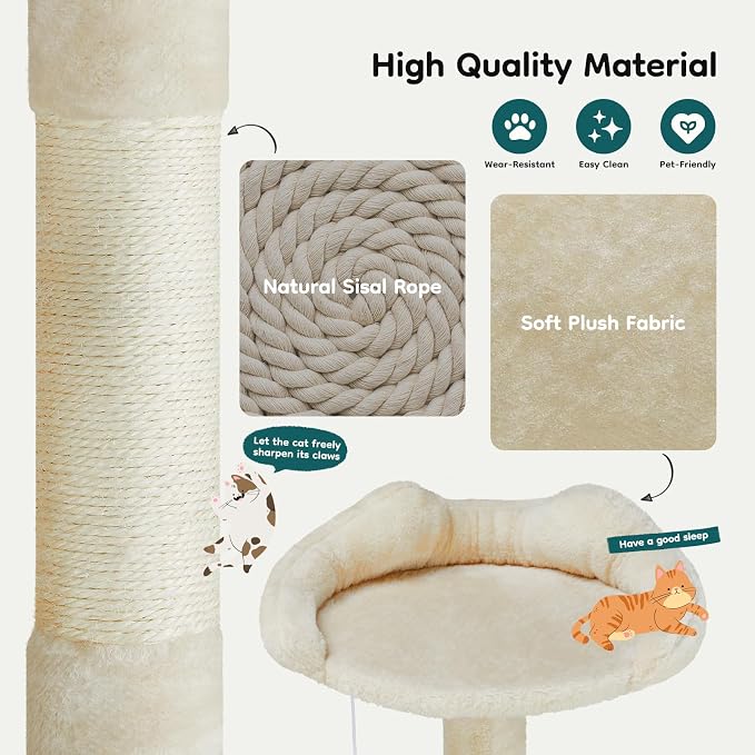 DUMOS 54-inch Indoor Cat Tree Tower –Multi-Level Pet House - Image 6