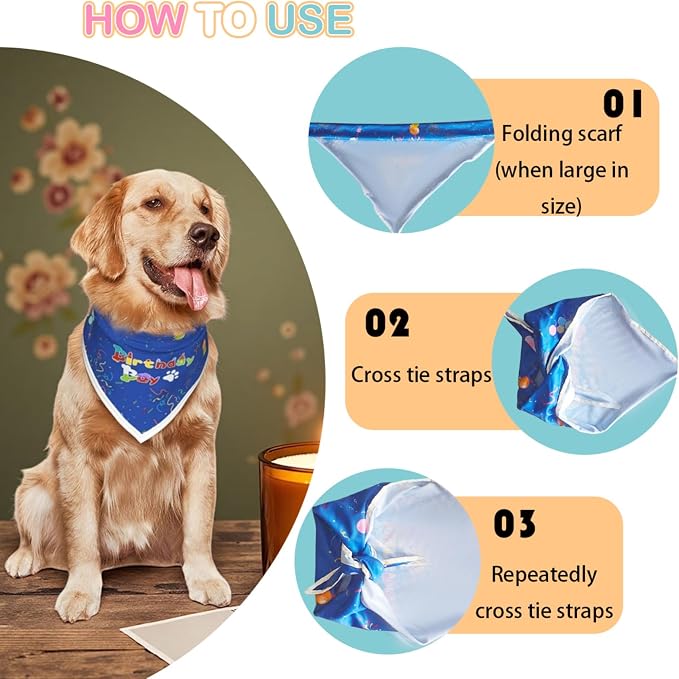 Birthday Dog Bandanas Boy, Cat Dogs Triangle Pet Scarves - Image 6