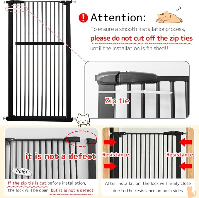 Lumizone Extra Tall Pet Gate 55.12" High Pressure Mounted 42.52"-46.64" Extra - Image 9