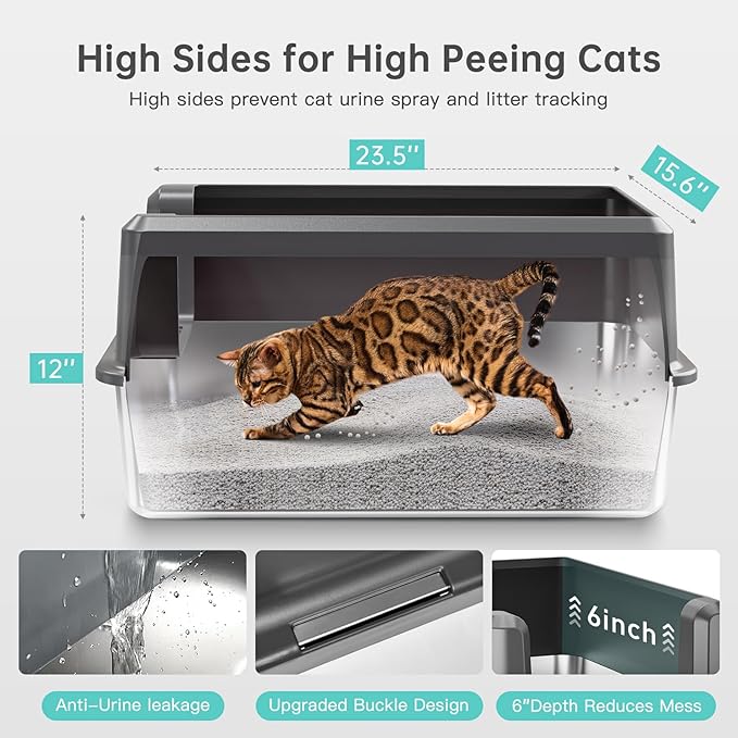 Enclosed Stainless Steel Cat Litter Box - Image 4