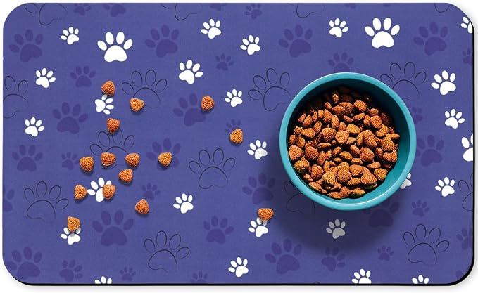 Dog Food Mat, Absorbent Water Bowl Mats Cat Pet Feeding Placemats Dark Blue 24 by Zoeeya