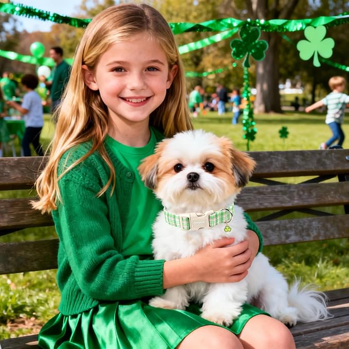 DOGWONG Pink Plaid Adjustable Pet Collar Comfortable Spring Summer Puppy Collar - Image 5