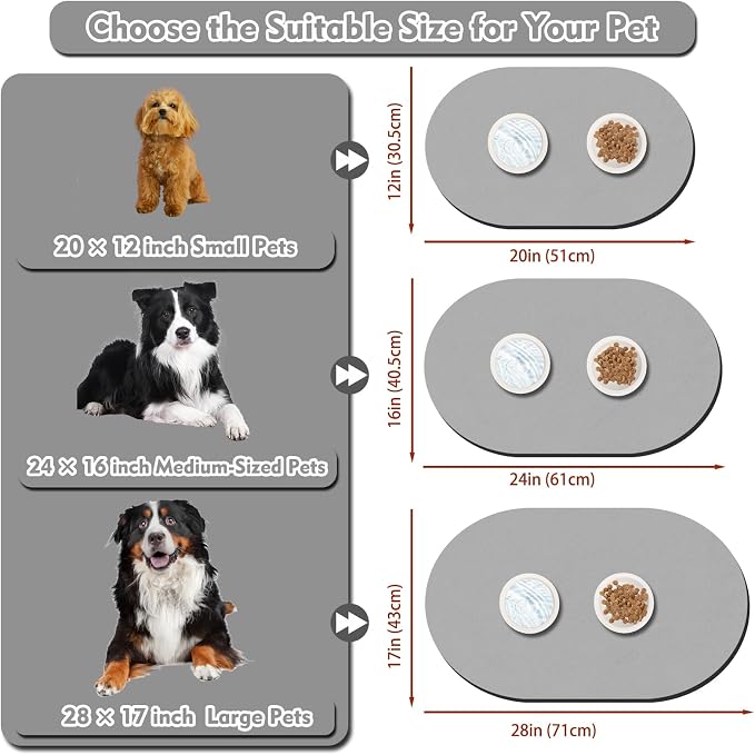 Dog Food Mat 20''x12'', Small Pet Feeding Mat, Non-Slip Rubber Pet Food Mat - Image 4