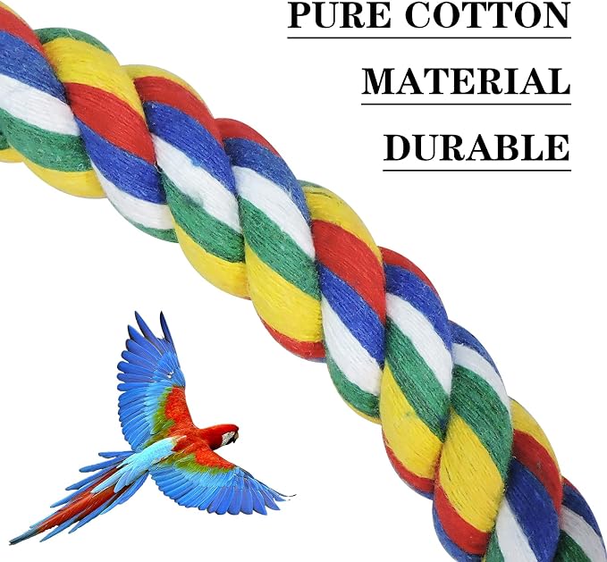 WishLotus Bird Perches, Parrot Colorful Climbing Rope Swing Toys Parrot Stand - Image 6