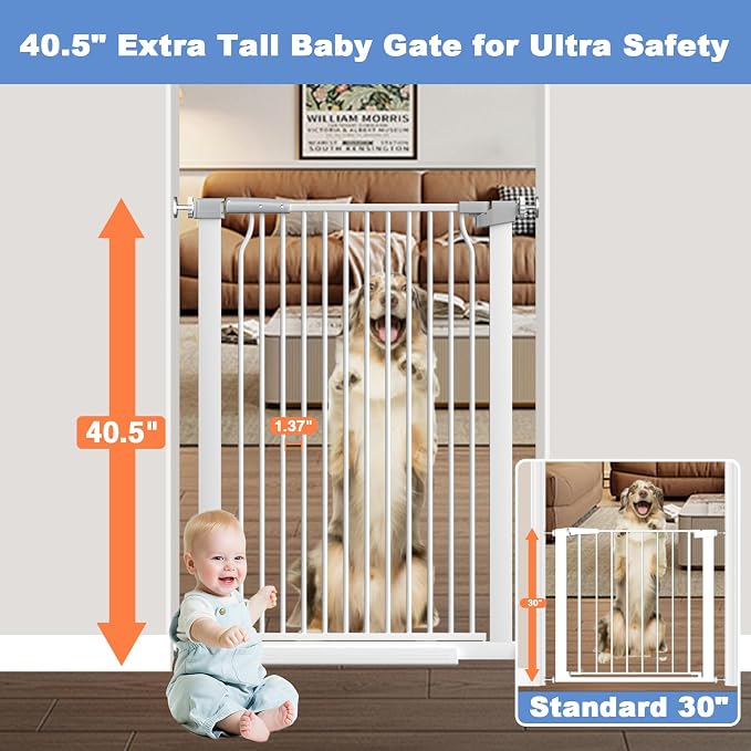 65.7"-72.2" Extra Wide Baby Gate, 40.5" Tall Dog Gate Indoor, Walk Through Pet - Image 2