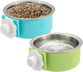 2 Pieces Crate Dog Bowl, Removable Stainless Steel Pet Kennel Hanging Food by Mechpia