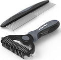 Pet Grooming Brush and Metal Comb Combo, Cat Brush Dog Brush by Docrok