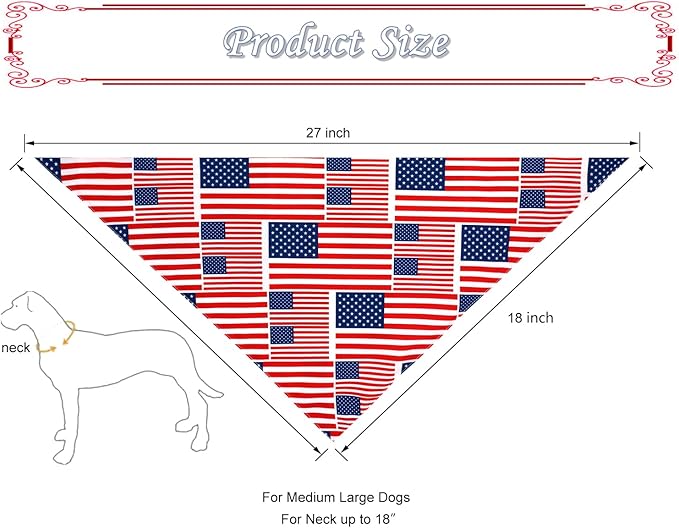 American Flag Dog Bandanas, 4th of July Dog Bandana, Large Summer Triangle - Image 2