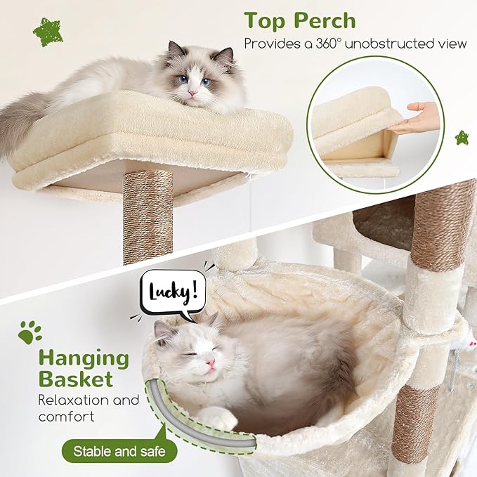 Globlazer Extra Large Cat Tower, 81-inch Tall Cat Tree - Image 5