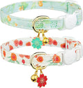 2 Pack Cotton Breakaway Cat Collar Green and Red Flowers Pendant Cute Kitten by Fyeqyaou