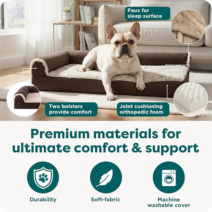 Furhaven Orthopedic Dog Bed for Medium/Small Dogs w/ Removable Bolsters & - Image 5