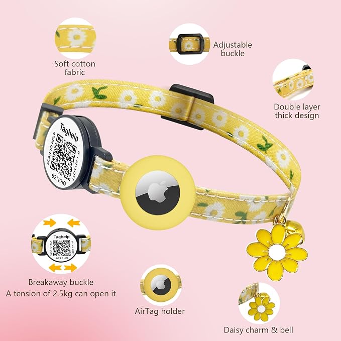 Smart QR Code Cat Collar with Online ID Profile & Integrated Airtag Holder - Image 5