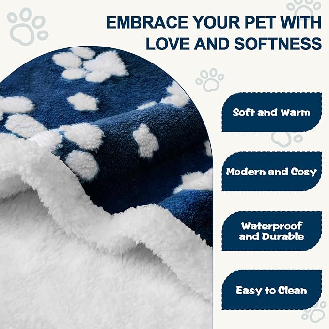 Waterproof Blanket for Dog Puppy Cat, Cute 3D Textured Paw Dog Blanket for Bed - Image 3