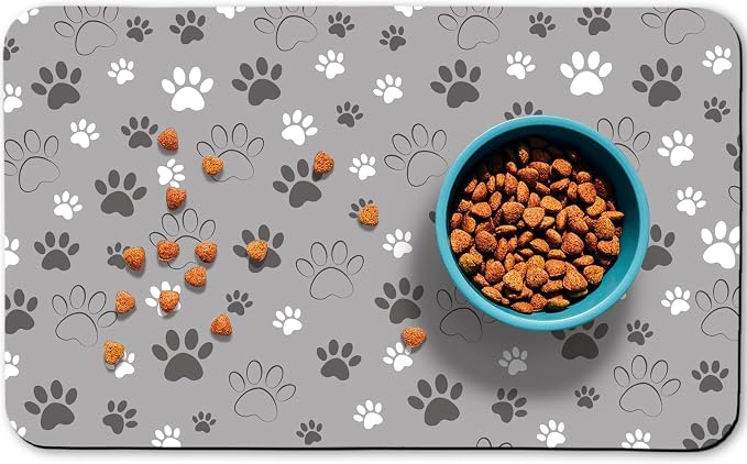 Dog Food Mat, Absorbent Water Bowl Mats Cat Pet Feeding Placemats Light Gray 24 by Zoeeya