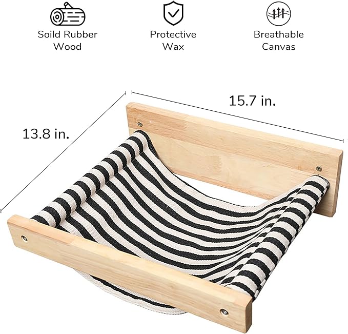 FUKUMARU Hammock Wall Mounted Cat Beds and Perches, Wooden Kitten Walls - Image 2