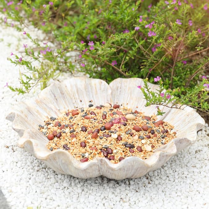 MUMTOP Bird Baths for Outdoors, Antique Outdoor Garden Bird Bath Resin Flower - Image 2