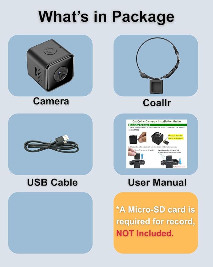 Cat Camera Collar 1080P HD Video Recording Pet POV Cam, NO WiFi NO APP - Image 6