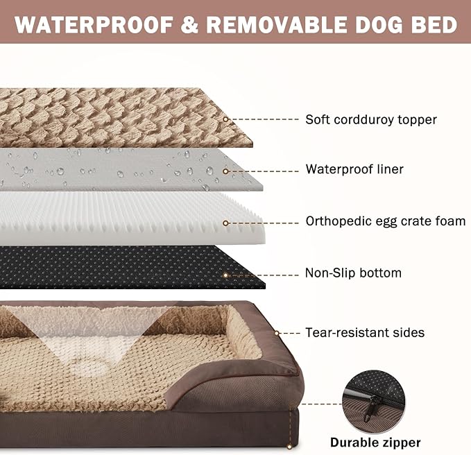 INVENHO Orthopedic Dog Beds Large Sized, XL Egg-Crate Foam Dog Couch - Image 4