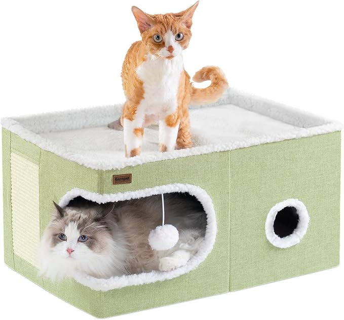 Cat Bed for Indoor Cats Cube House, Covered Cat Cave Beds & Furniture by Garnpet