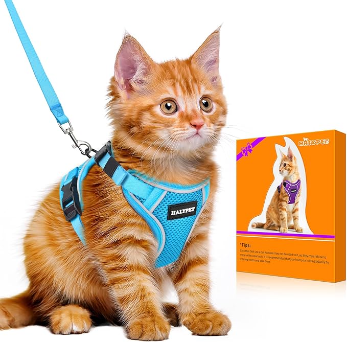 Halypet Cat Harness and Leash Set Escape Proof Adjustable Cat Leash Comfortable by DOMoreWithYourPet