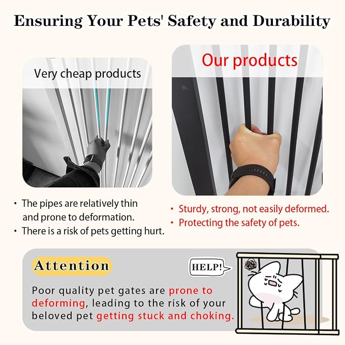 Lumizone Extra Tall Pet Gate 55.12" High Pressure Mounted 63.39"-67.90" Extra - Image 3