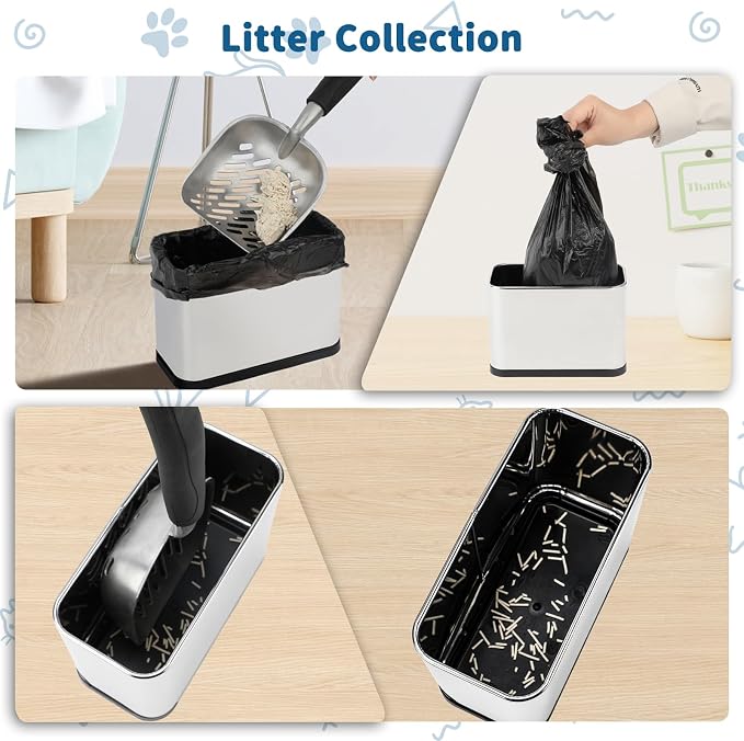 FHTONGE Stainless Steel Cat Litter Scoop Holder, Detachable Metal Cat Scooper - Image 5