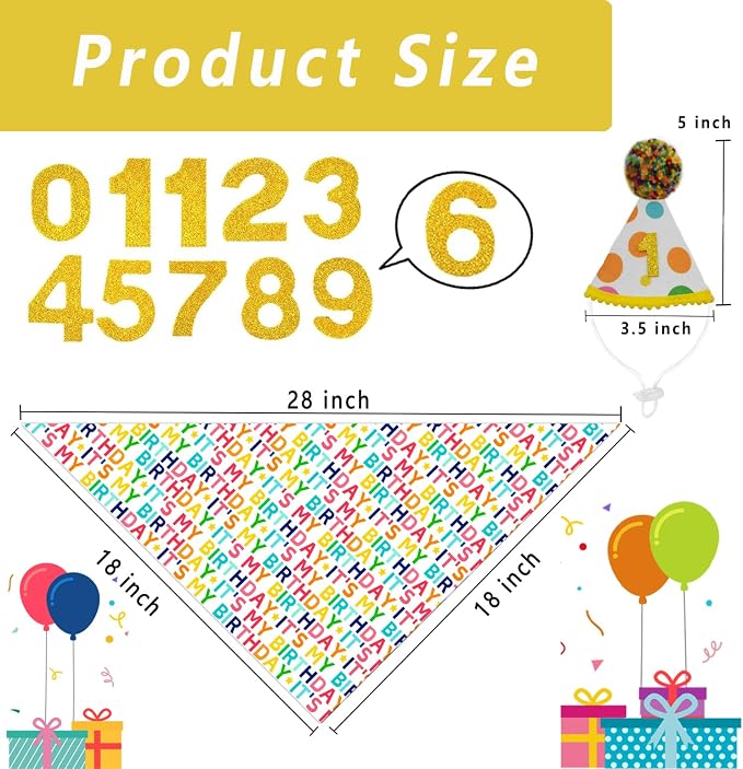 Dog Birthday Bandana Set, It's My Birthday Dog Scarfs, Pet HBD Party Decor - Image 4