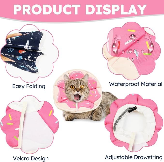 Cat Cone Collar Soft, Waterproof Cat Recovery Collar After Surgery, Adjustable - Image 2