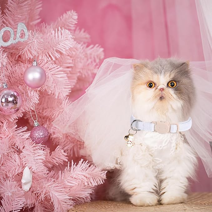 Elegant little tail 2 Pack Cat Collar- White Linnet Cat Collars Breakaway - Image 6