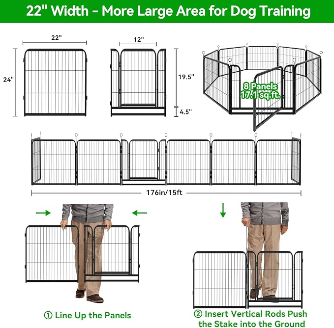 Dog Playpen Outdoor Extra Wide 16 Piece Panels Heavy Duty Dog Fence 24" Height - Image 4