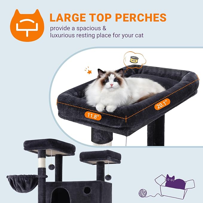 Allewie 81 Inches Tall Cat Tree/Multi-Level Large Climbing Tree House and Towers - Image 4