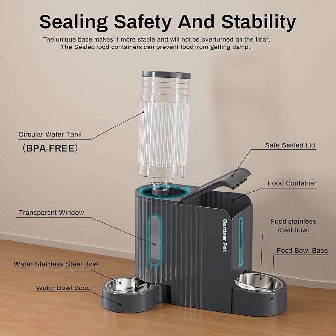 Gardner Pet Automatic Gravity Cat Food Feeder and Water Dispenser Stainless - Image 8