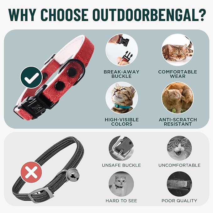 OutdoorBengal Green Cat Collar Breakaway, Soft Padding - Image 3