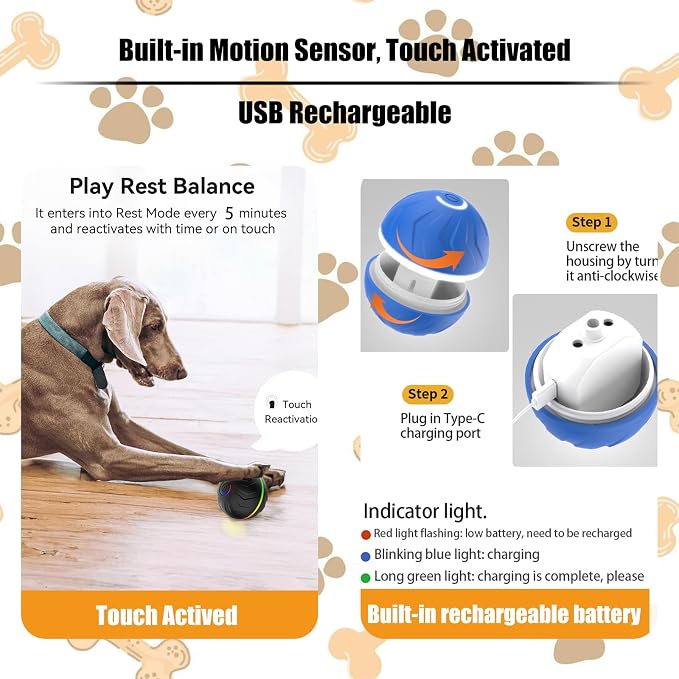 Valentines Day Gifts Interactive Dog Toys Dogs Ball, Moving Dog Toy - Image 4